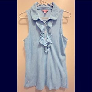 Lilly Pulitzer Medium Blue and White Stripes Top